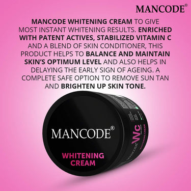 Mancode Whitening Cream for Men | 100g | Glowing Radiant Skin | Daily Defence From Pollution | Reduces Acne & Dark Spots | Cream With UV Protect | Everyday Skin Care